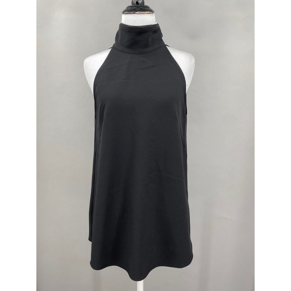 Pearl by Lela Rose Black‎ Sleeveless Tie Back Pearl Trim Top Womens Size Small